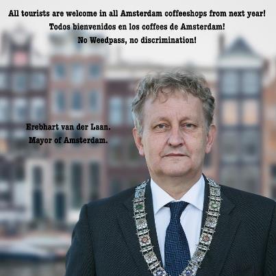 sindaco di Amsterdam dà il benvenuto nei coffeeshop